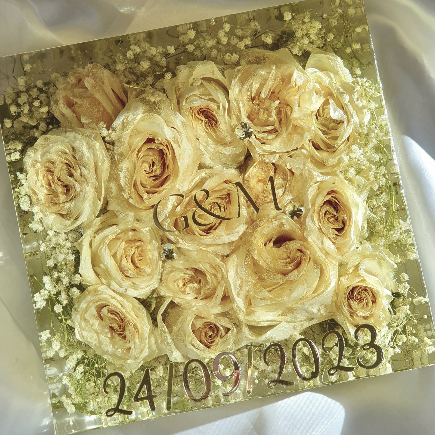 bouquet nella resina forma quadrata grande