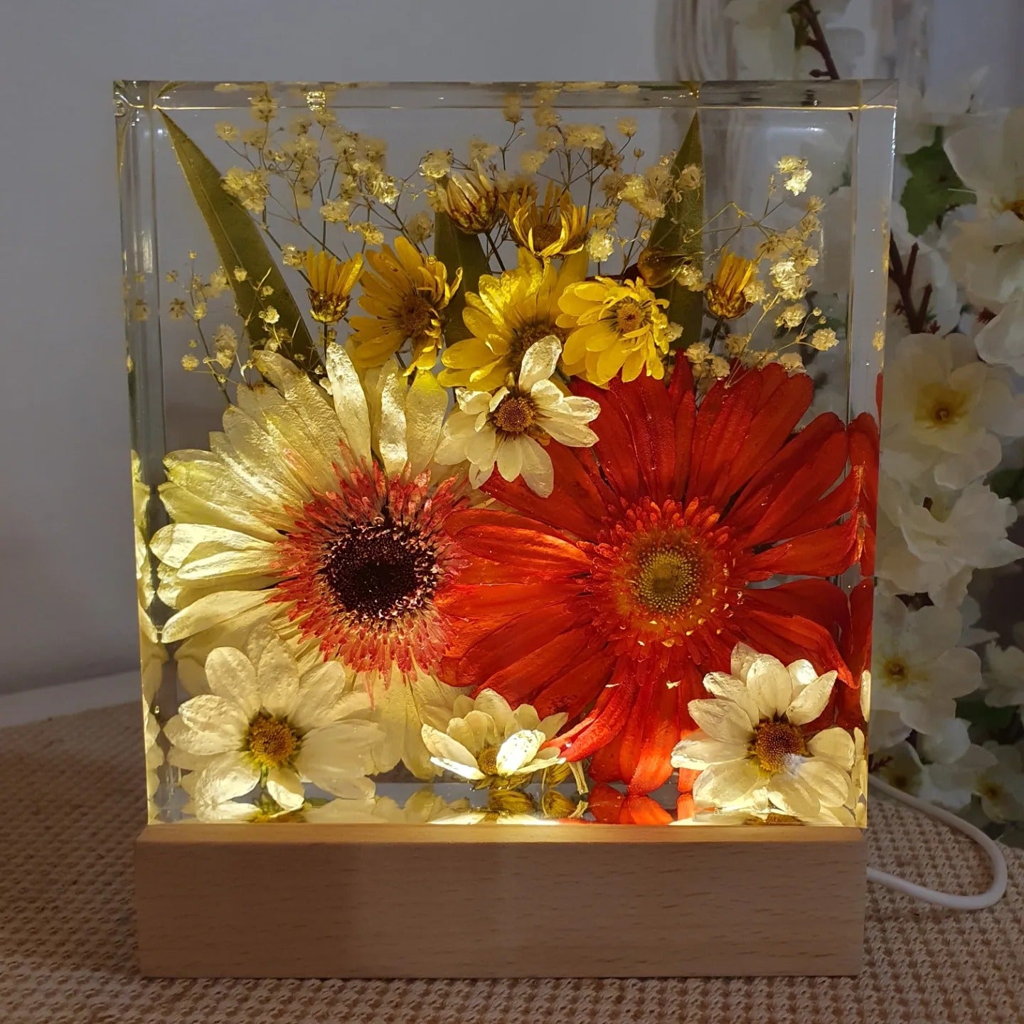 Lampada in resina - Gerbera