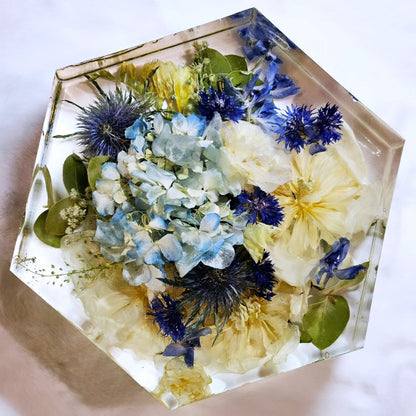 Bouquet in resina forma esagonale grande