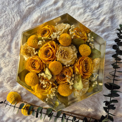 Bouquet sposa nella resina esagono