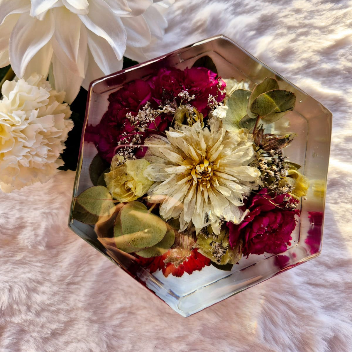 Bouquet sposa nella resina esagono