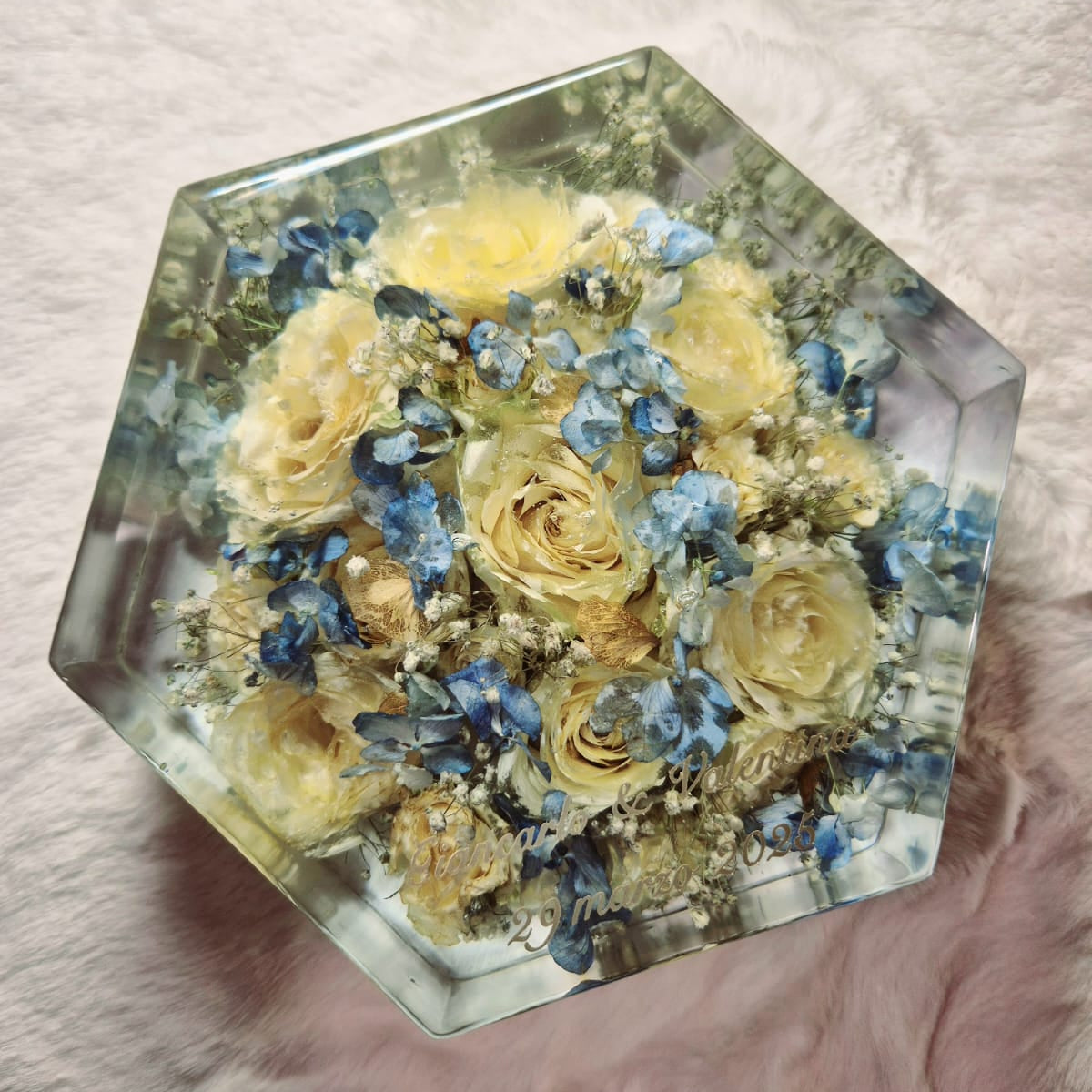 Bouquet sposa nella resina esagono