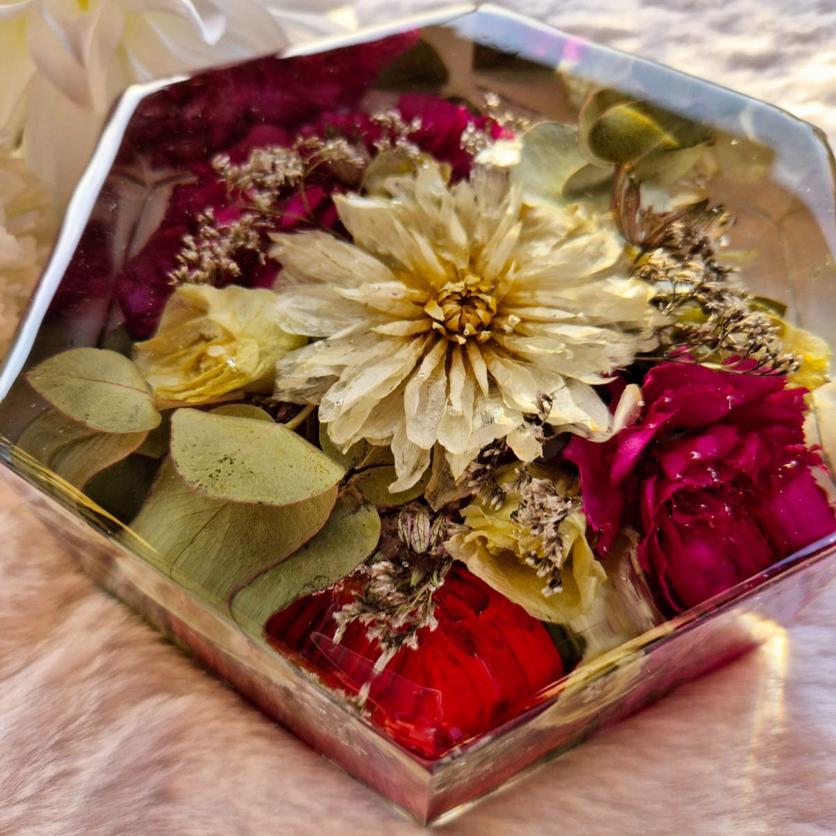 Bouquet sposa nella resina esagono