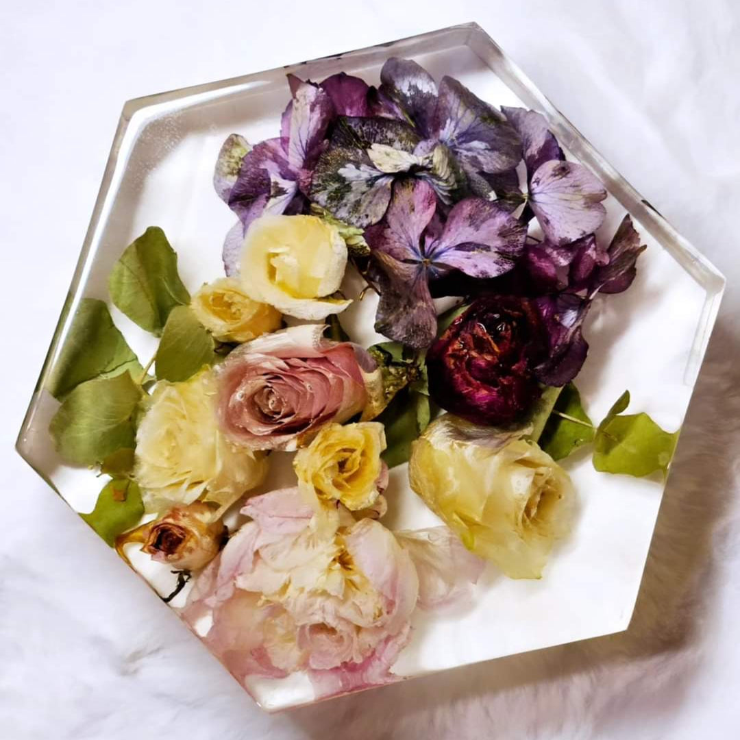 Bouquet in resina forma esagonale media