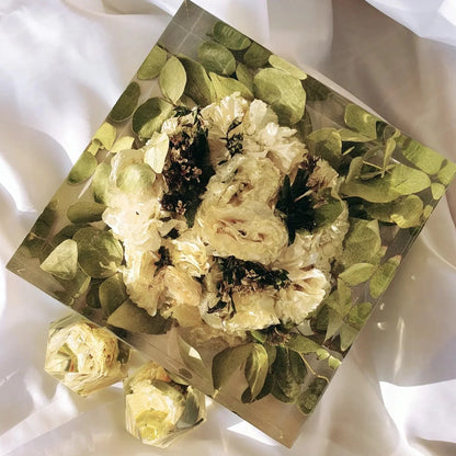 Bouquet sposa in resina forma quadrata grande