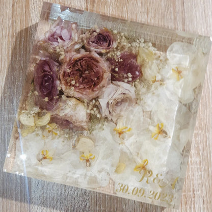 bouquet nella resina forma quadrata grande