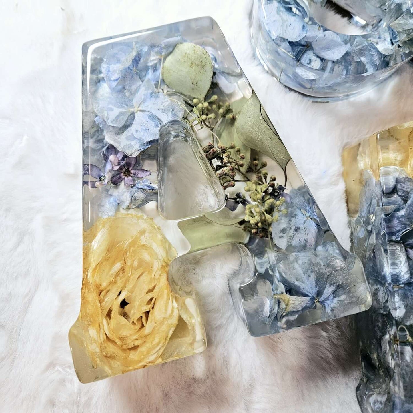 Conservazione bouquet sposa in resina - Iniziali Giganti