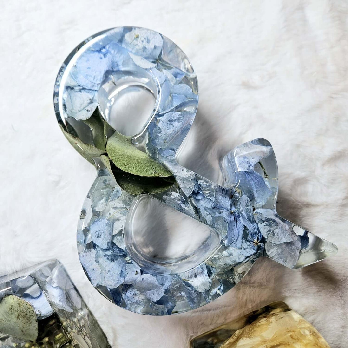 Conservazione bouquet sposa in resina - Iniziali Giganti