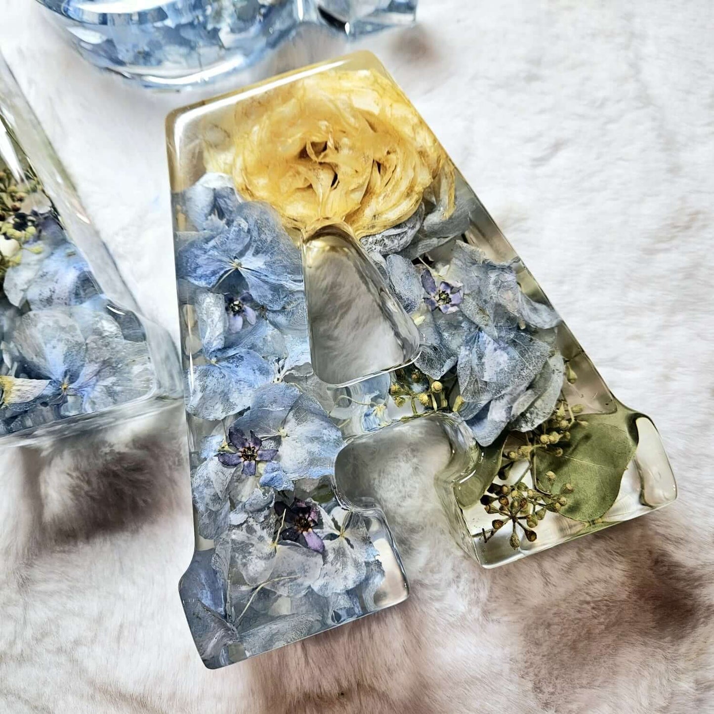 Conservazione bouquet sposa in resina - Iniziali Giganti