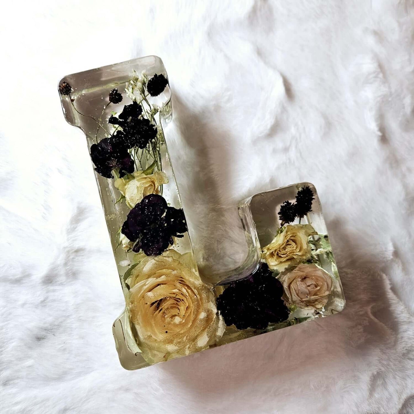 Conservazione bouquet sposa in resina - Iniziali Giganti