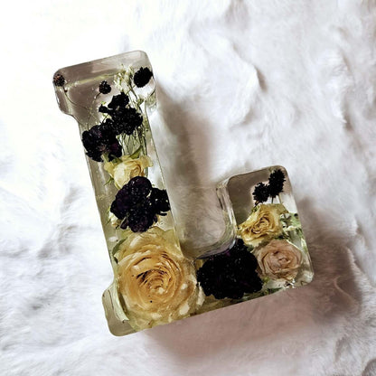 Conservazione bouquet sposa in resina - Iniziali Giganti