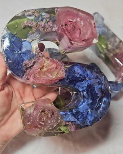 Conservazione bouquet sposa in resina - Iniziali Giganti