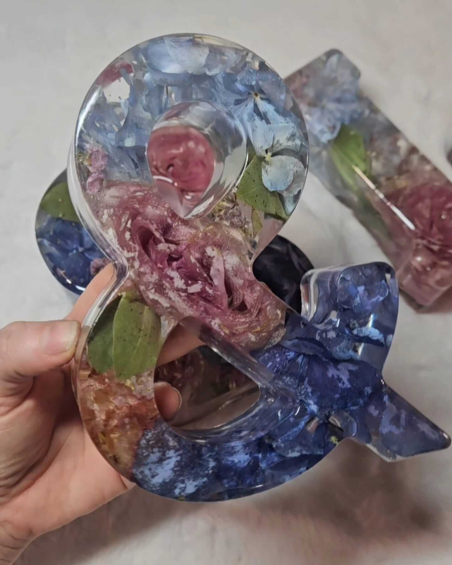 Conservazione bouquet sposa in resina - Iniziali Giganti