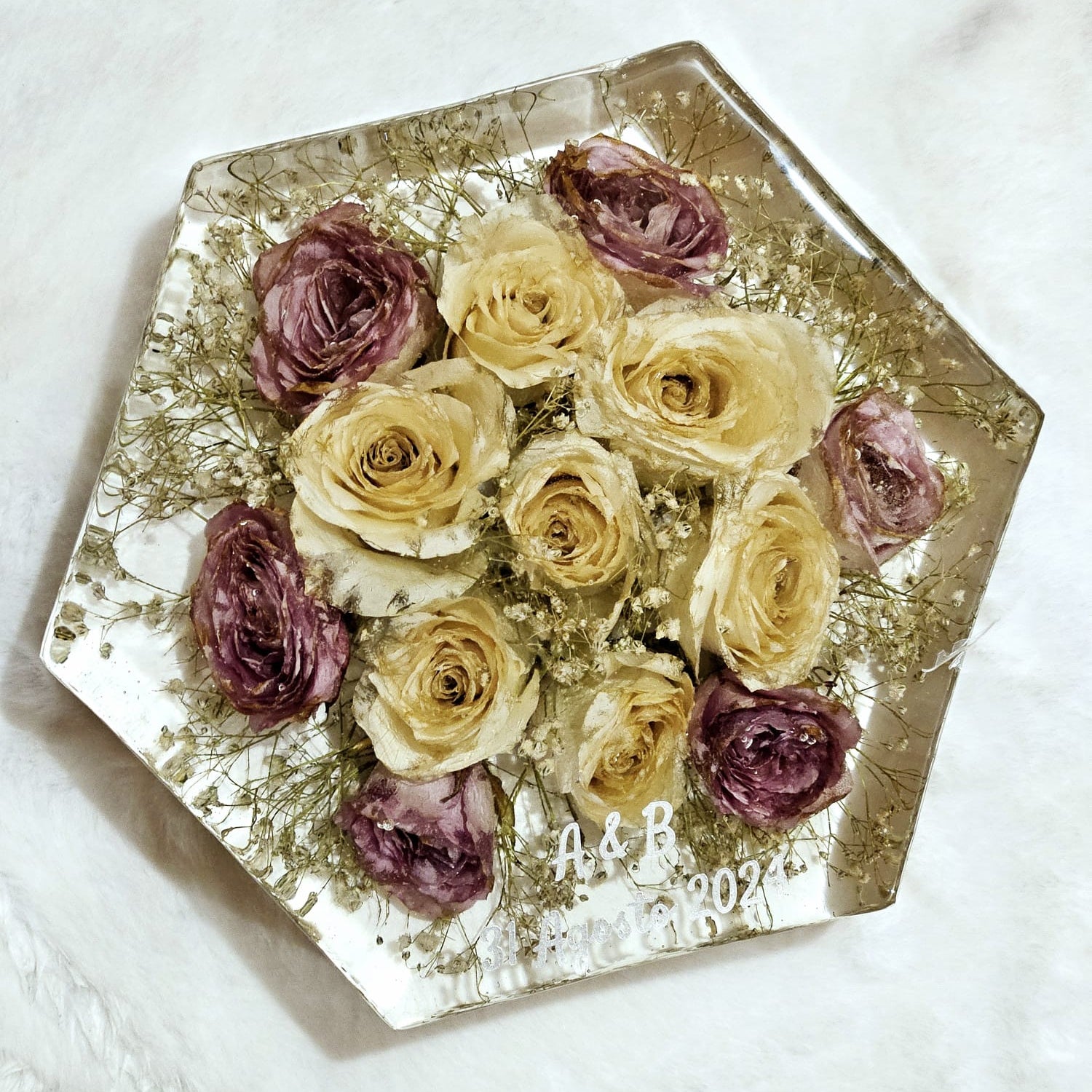 Bouquet in resina forma esagonale media