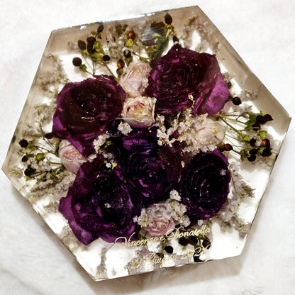 Bouquet di matrimonio in resina forma esagonale media