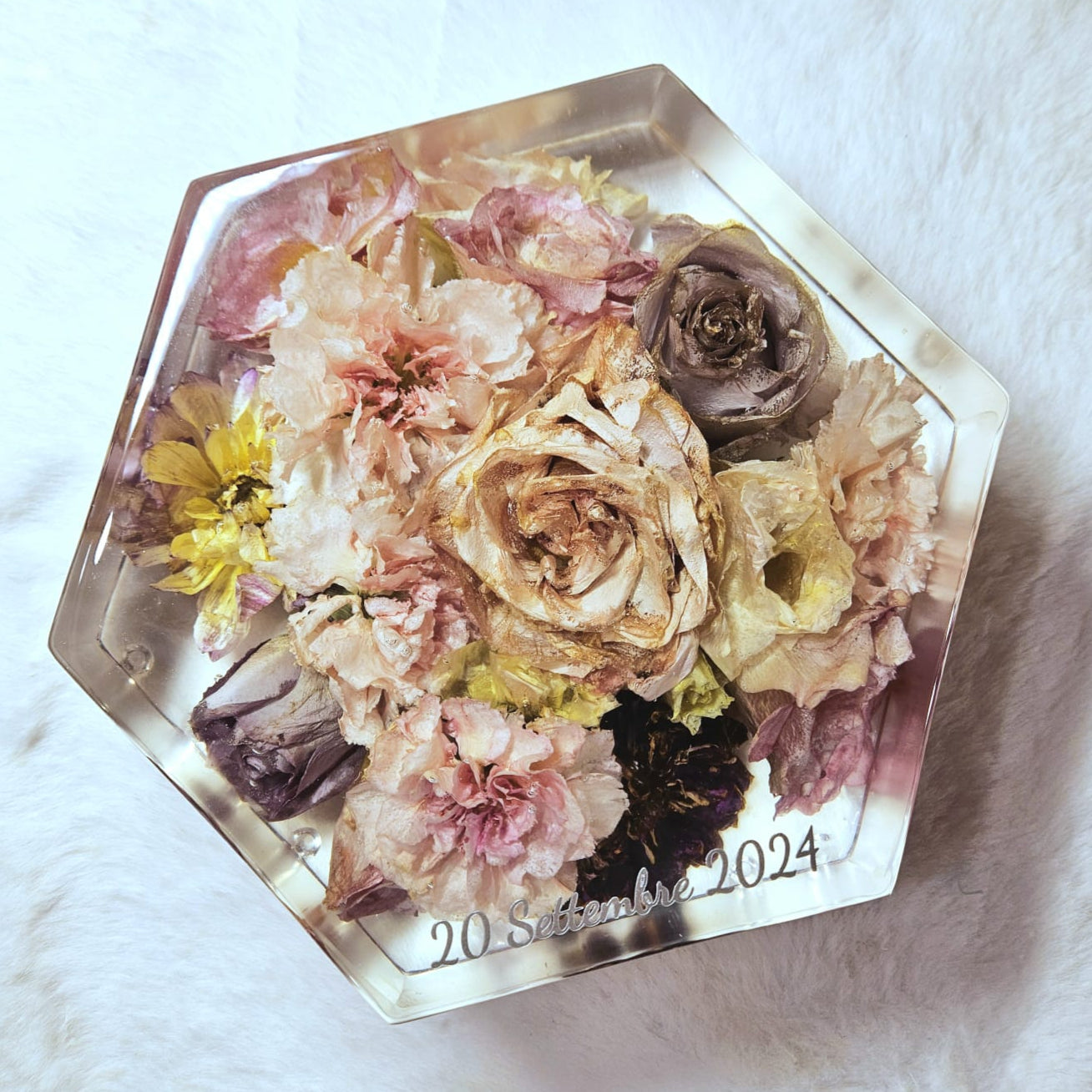 Bouquet di matrimonio in resina forma esagonale media