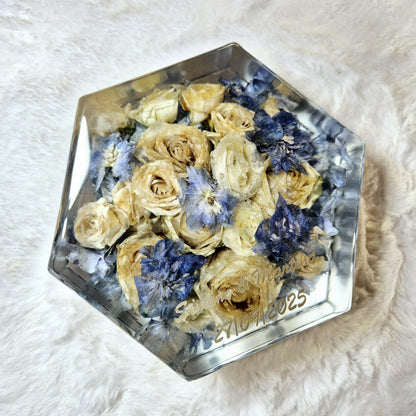 Bridal bouquet preservation - hexagonal shape