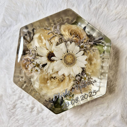 Bridal bouquet preservation - hexagonal shape