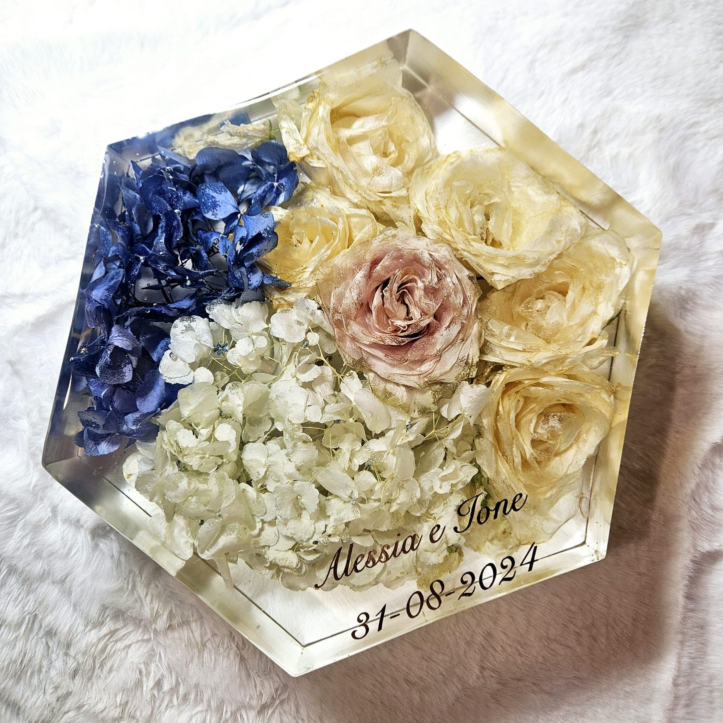 Bridal bouquet preservation - hexagonal shape