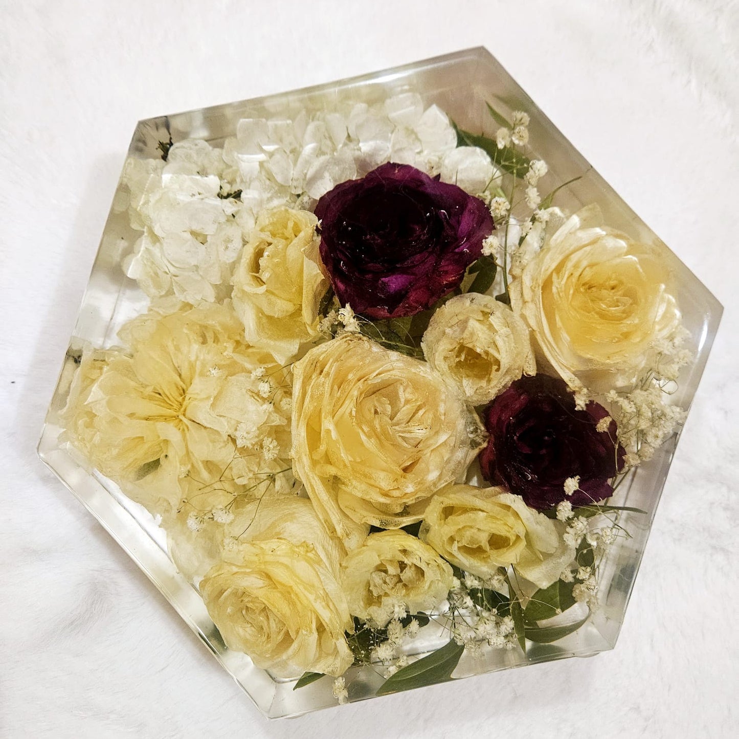 Bridal bouquet preservation - hexagonal shape