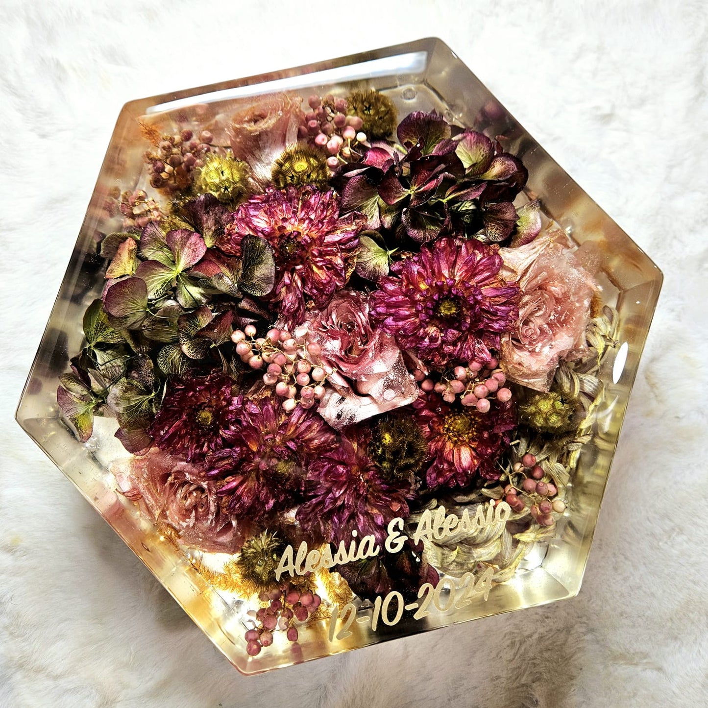 Bridal bouquet preservation - hexagonal shape