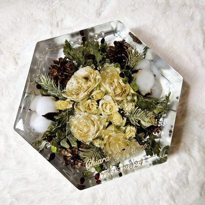Bridal bouquet preservation - hexagonal shape