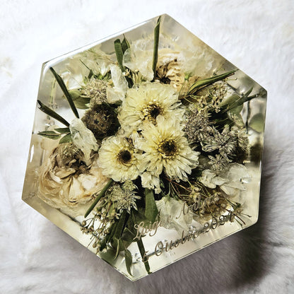 Bridal bouquet preservation - hexagonal shape