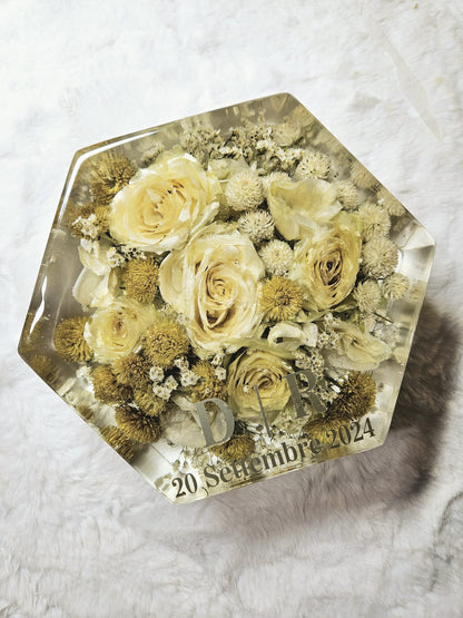 Bridal bouquet preservation - hexagonal shape