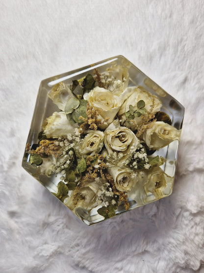 Bridal bouquet preservation - hexagonal shape