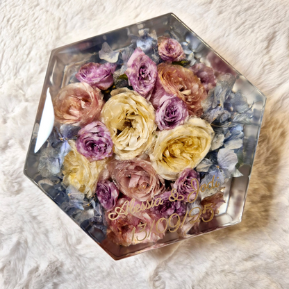 Bridal bouquet preservation - hexagonal shape
