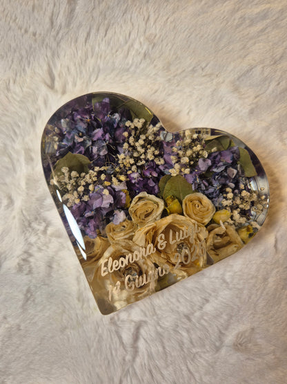 Preserving a bridal bouquet - heart shape