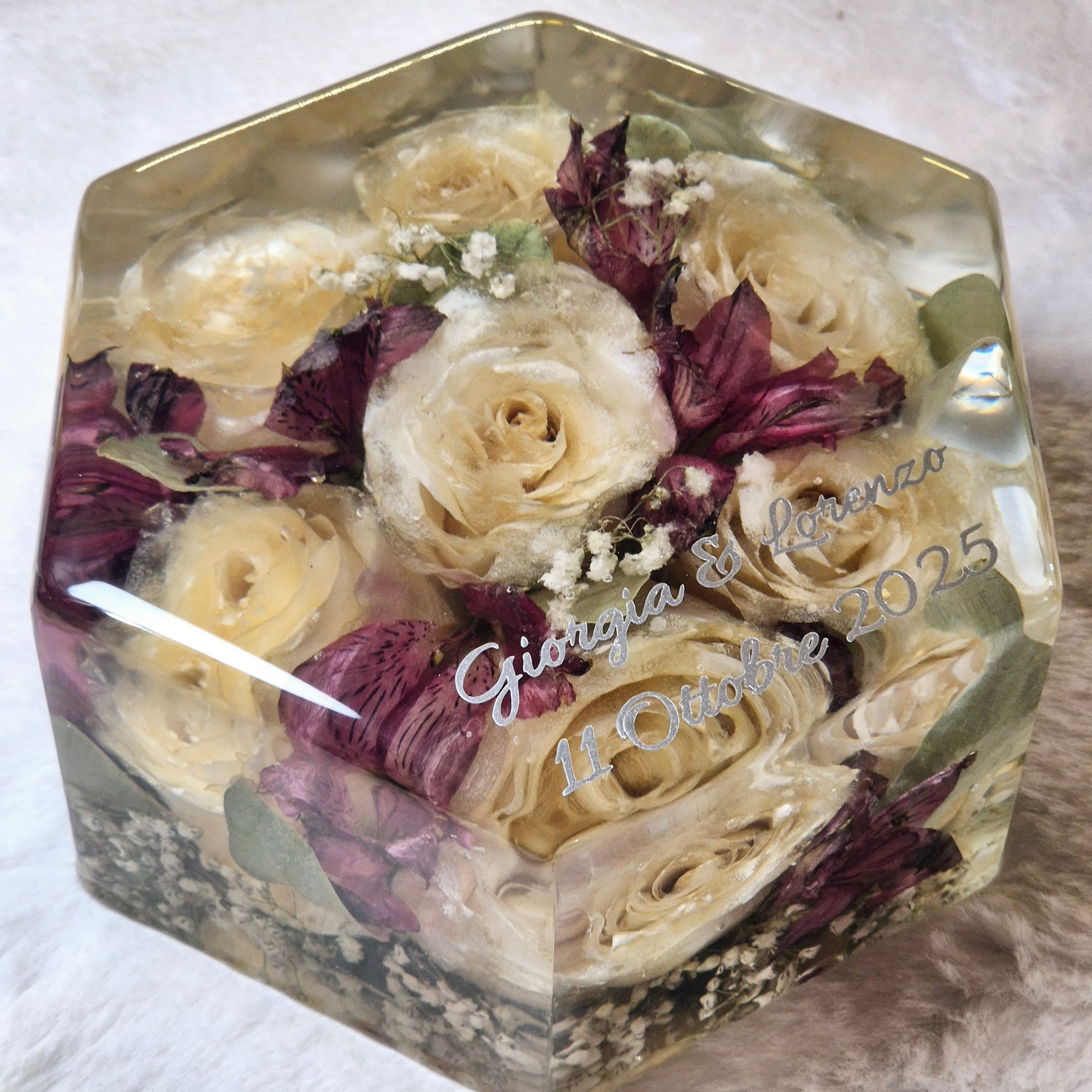 bouquet in resina forma esgonale