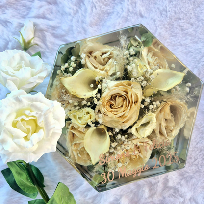 Conservazione bouquet sposa - forma esagonale