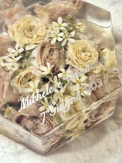 Bridal bouquet preservation - hexagonal shape