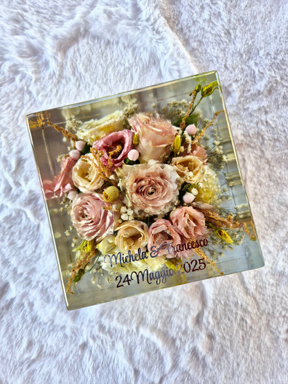 Conservazione bouquet sposa - forma quadrata