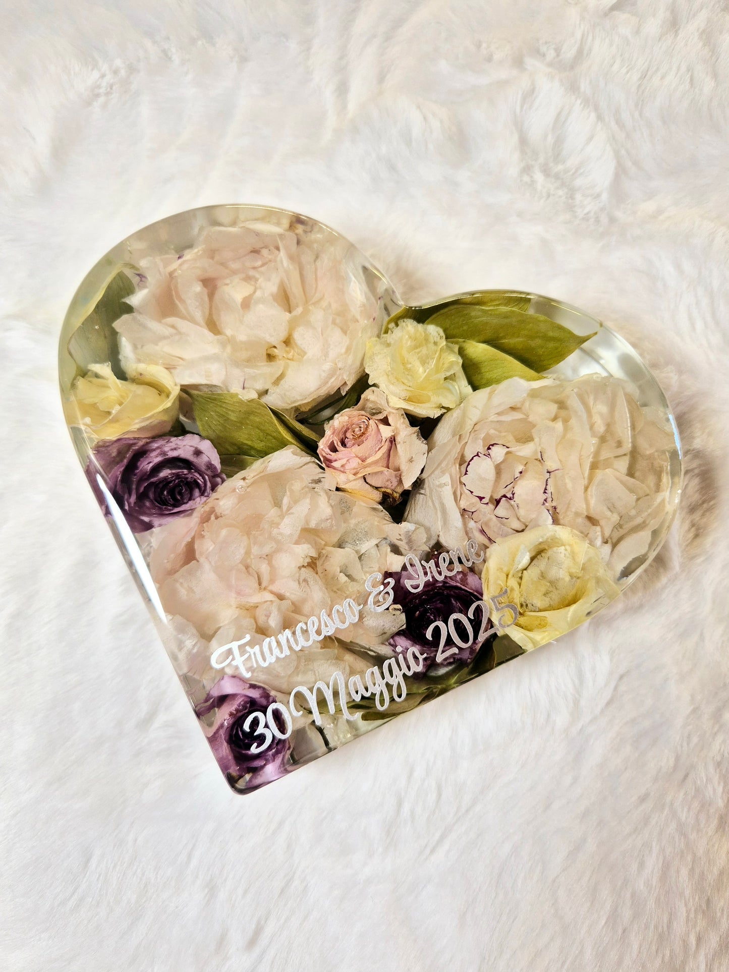 Conservazione bouquet sposa - forma cuore