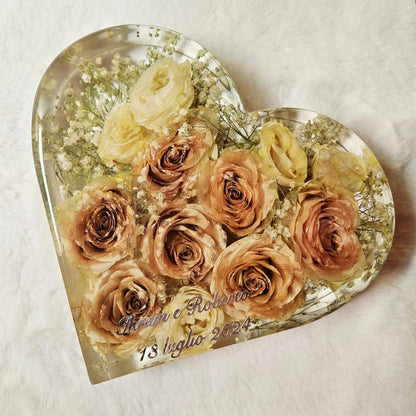 Conservazione bouquet sposa - forma cuore
