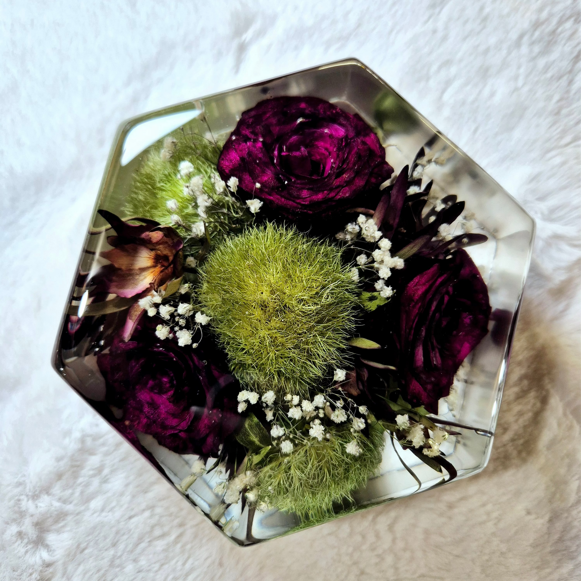 bouquet in resina forma esagonale