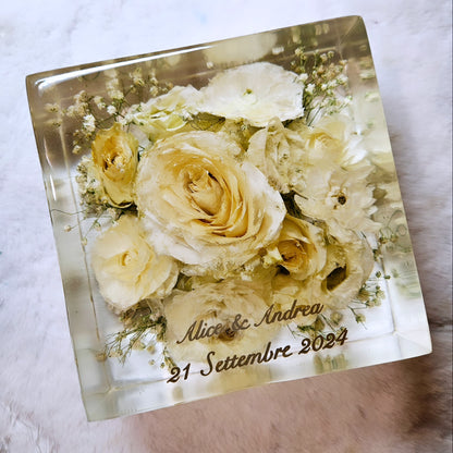 Conservazione bouquet sposa - forma quadrata